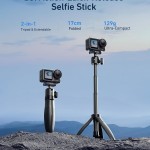 TELESIN 40cm/15.7'' Mini Selfie Stick Tripod, Magnetic Quick Release Selfie Sticks Handle Grip