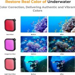 K&F Concept Waterproof Case with Dive Filters Compatible with GoPro Hero 13/12/11/10/9 Black, Protective Underwater Dive Housing Case Accessories Kit