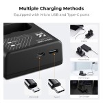 K&F Concept EN-EL15 Dual Slot Quick Battery Charger, Micro USB and Type-C Charger