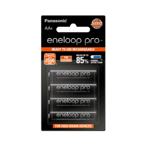 Panasonic Eneloop Pro 2550mAh AA Rechargeable Batteries (4-Pack, Black)